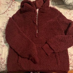 Maroon Sherpa hoodie